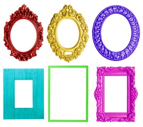 Image of Collage with bright frames on white background