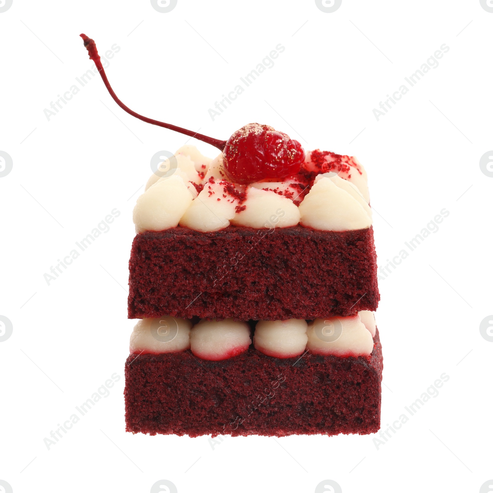 Photo of Delicious red velvet cake isolated on white