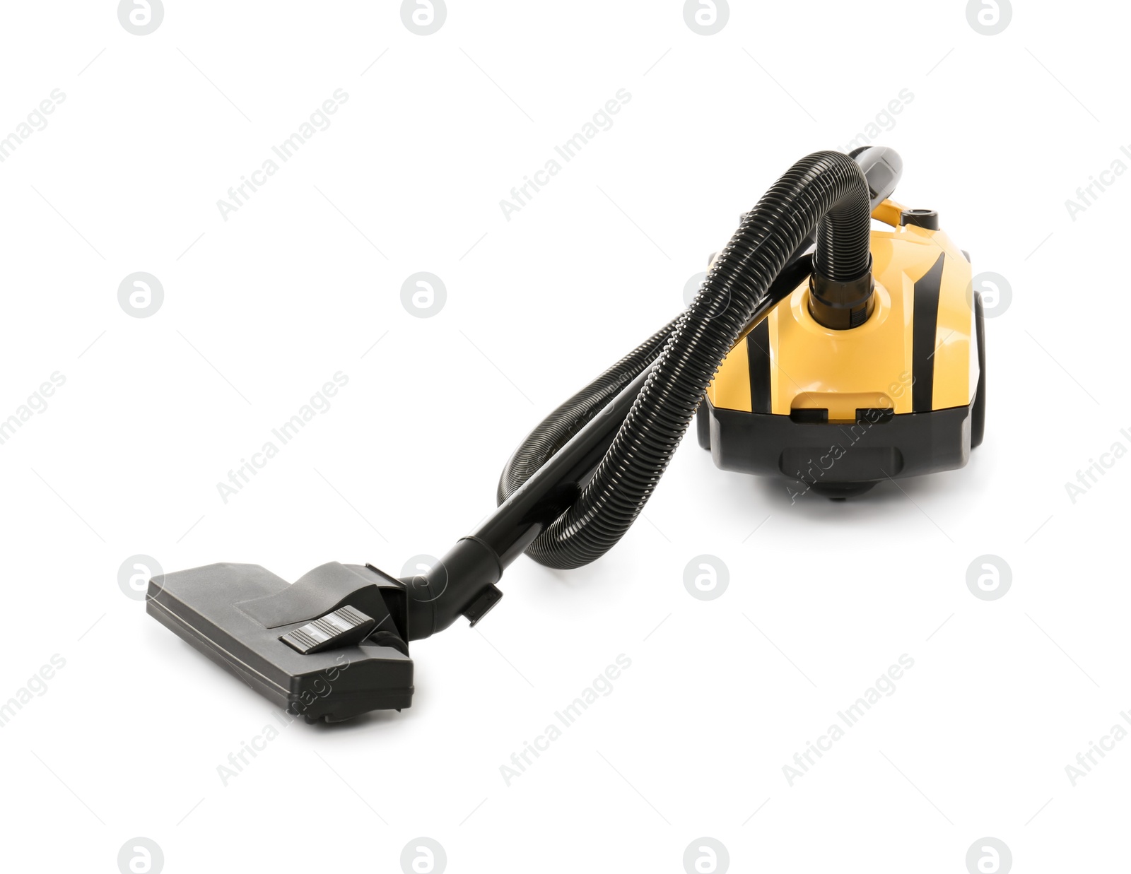 Photo of Modern yellow vacuum cleaner isolated on white