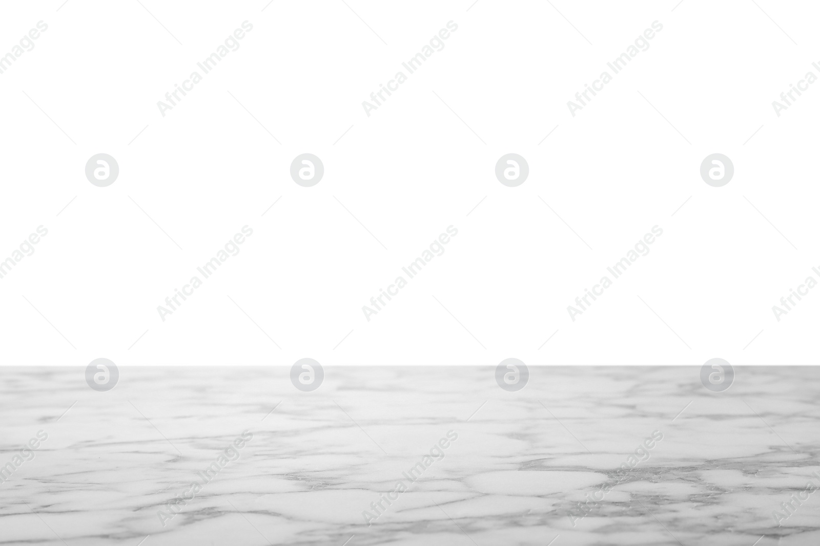 Photo of Empty marble surface against white background. Mockup for design