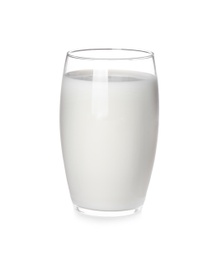 Glass with fresh milk isolated on white