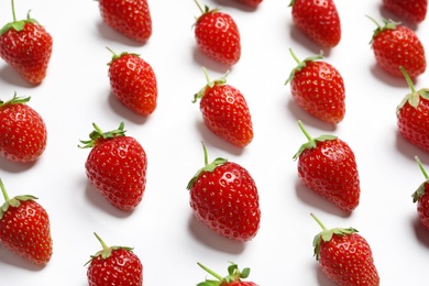 Photo of Composition with strawberries on light background