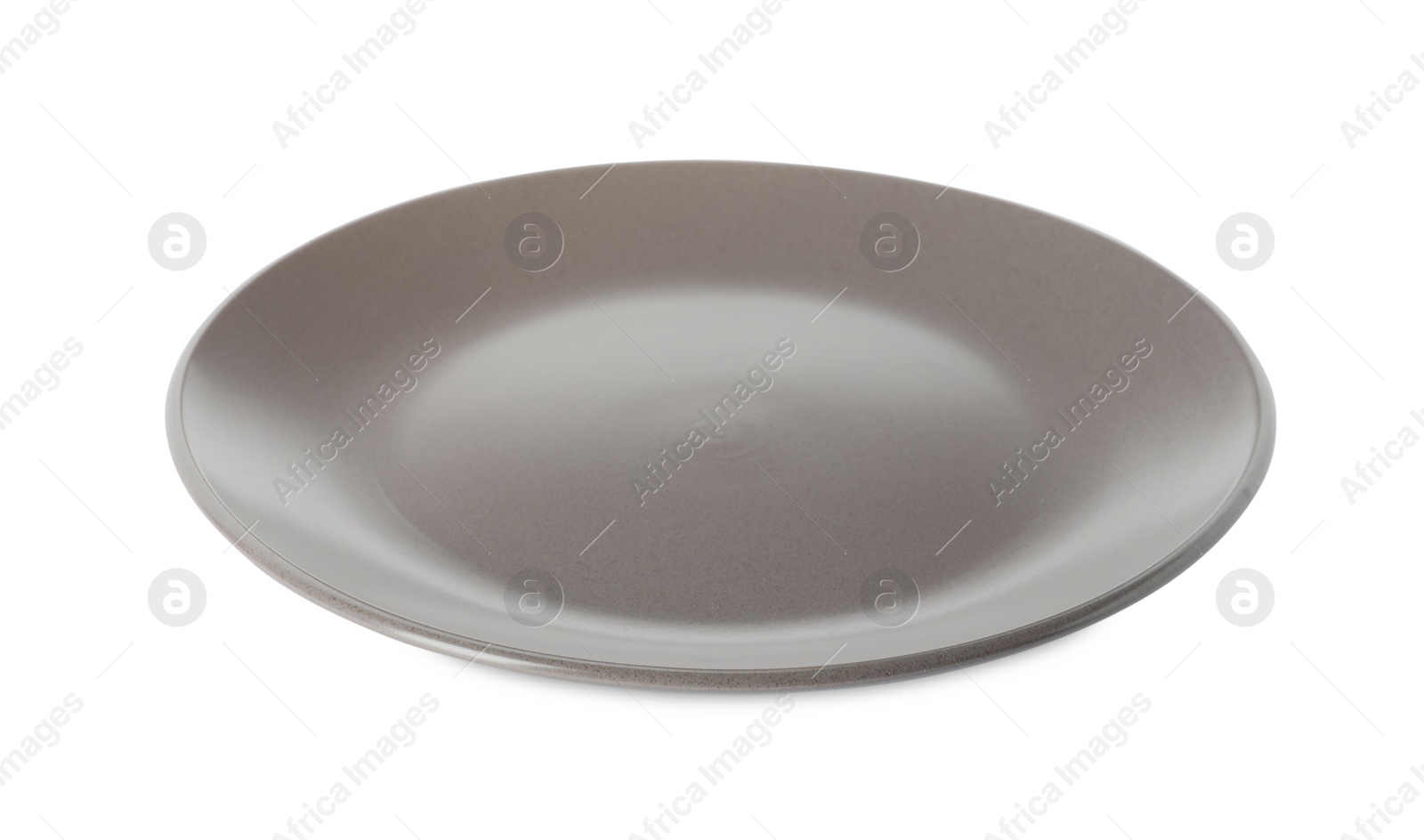 Photo of New grey ceramic plate isolated on white