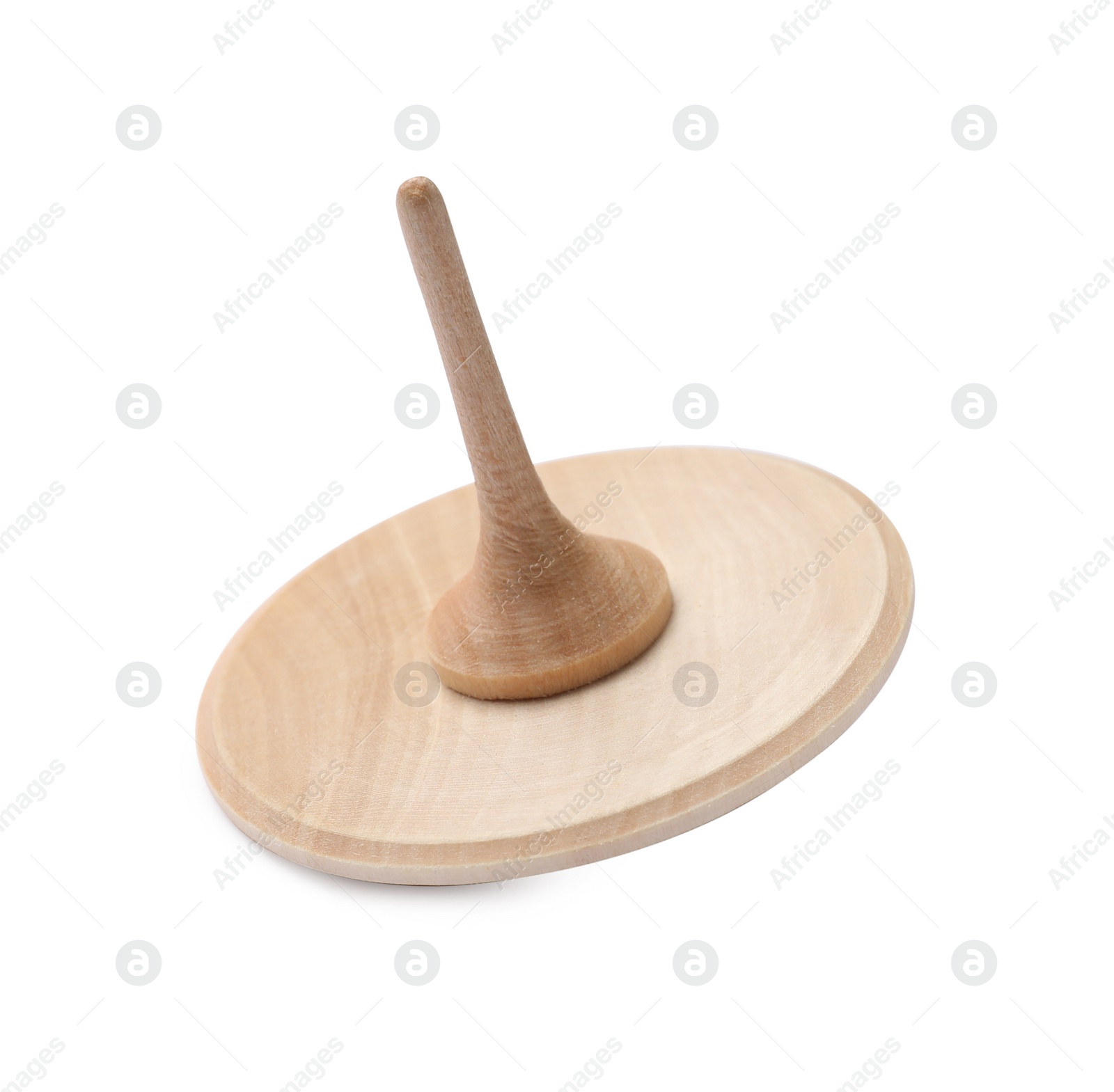 Photo of One wooden spinning top isolated on white