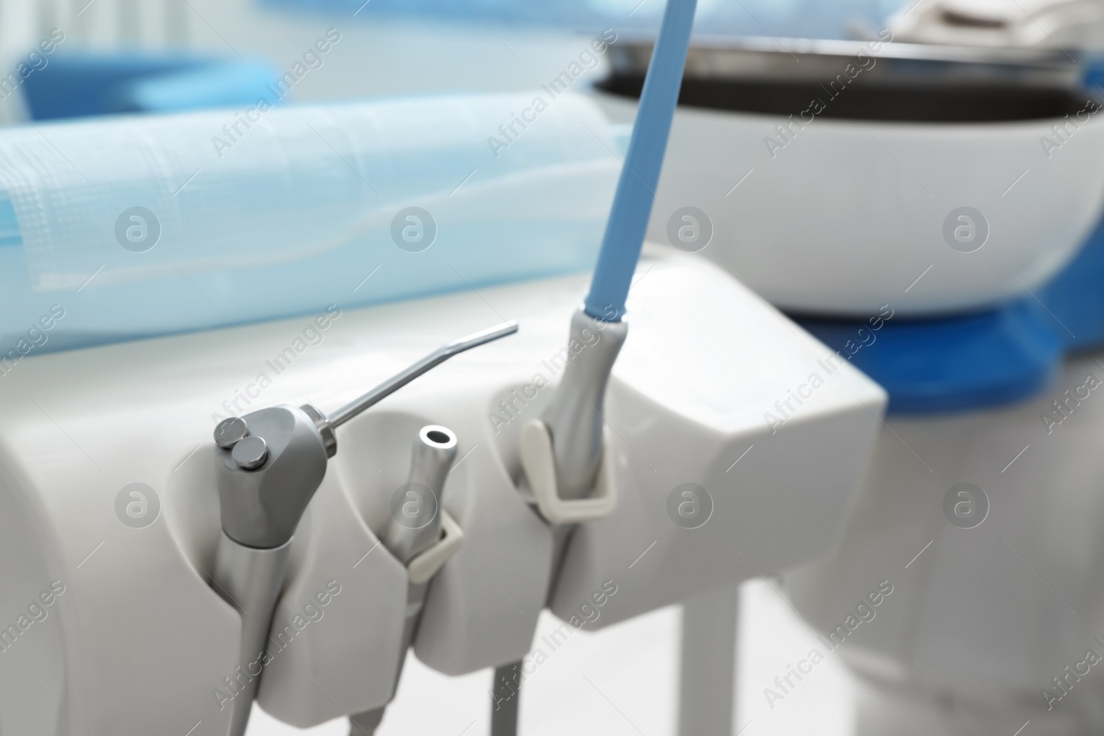 Photo of Set of professional equipment in dentist's office