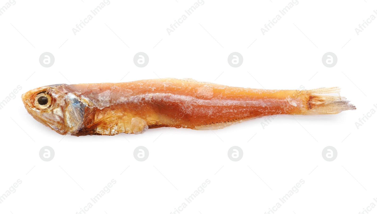 Photo of Delicious dried salted anchovy isolated on white