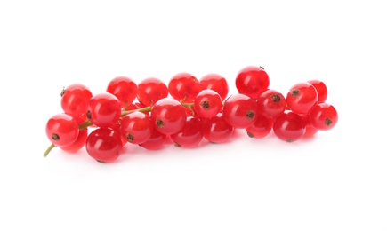 Delicious ripe red currants isolated on white