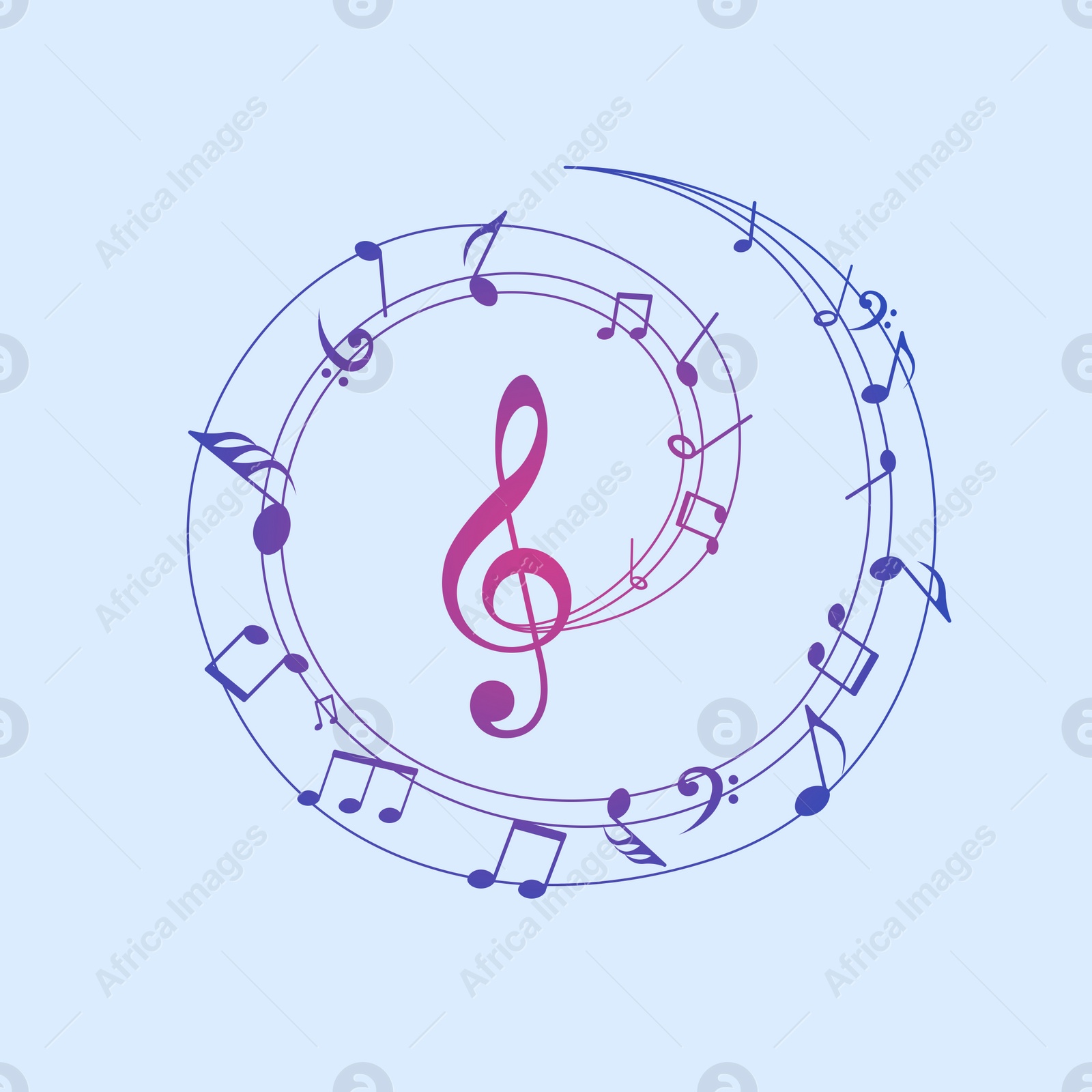 Illustration of  musical notes on light blue background