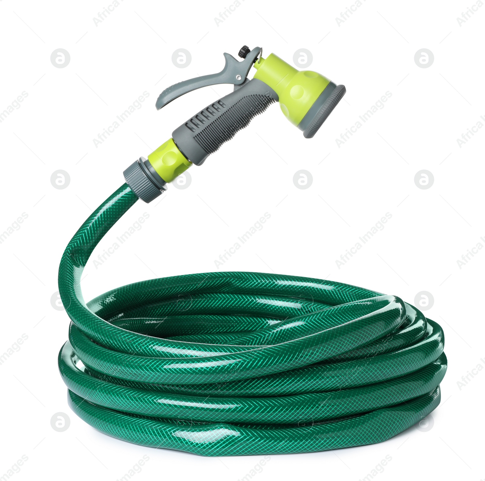 Photo of Watering hose with sprinkler isolated on white