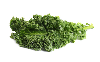 Photo of Fresh green kale leaf isolated on white