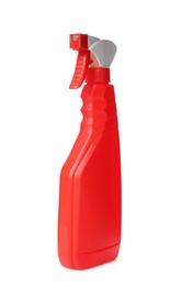 Photo of Red spray bottle of cleaning product isolated on white