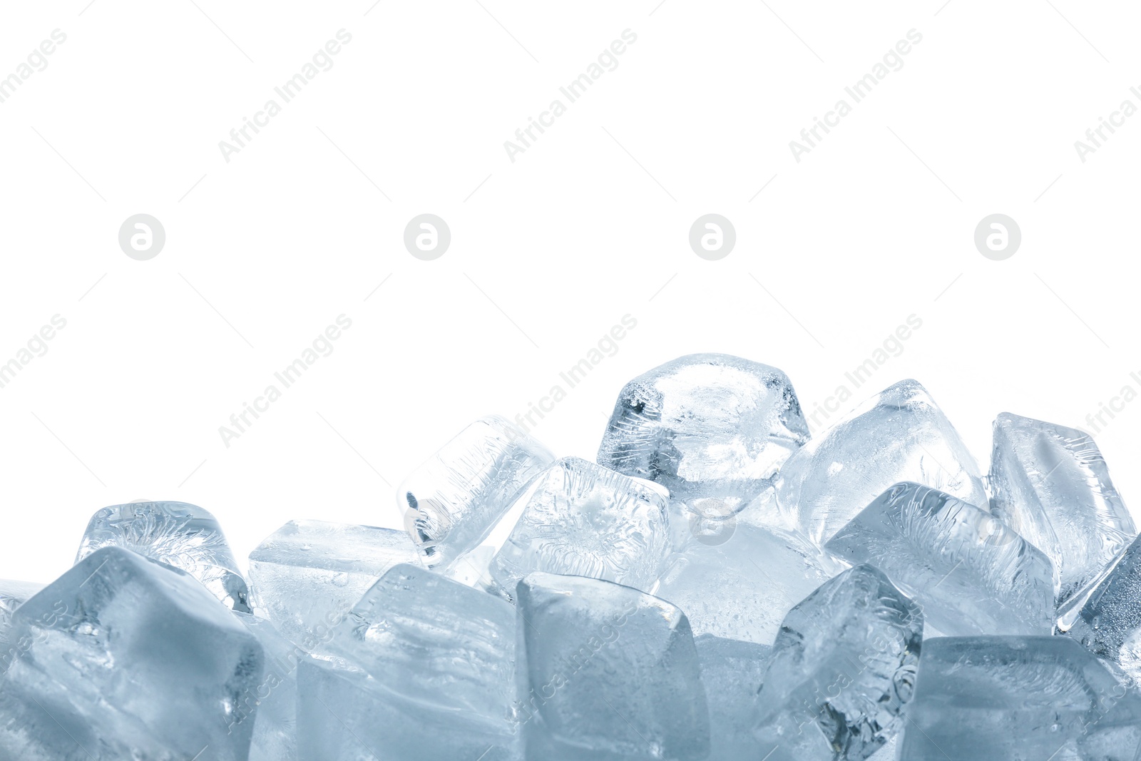 Photo of Crystal clear ice cubes isolated on white