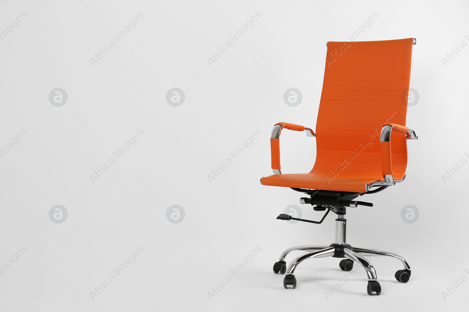 Photo of Comfortable office chair on white background, space for text