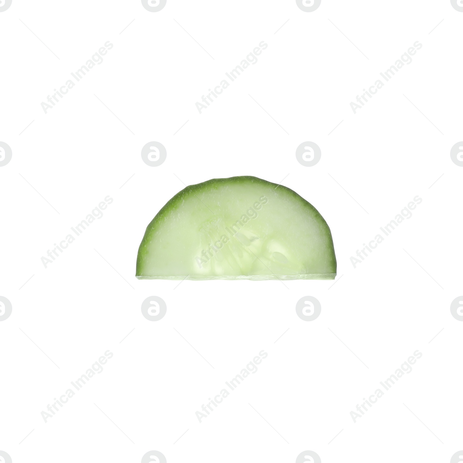 Photo of Slice of fresh green cucumber isolated on white