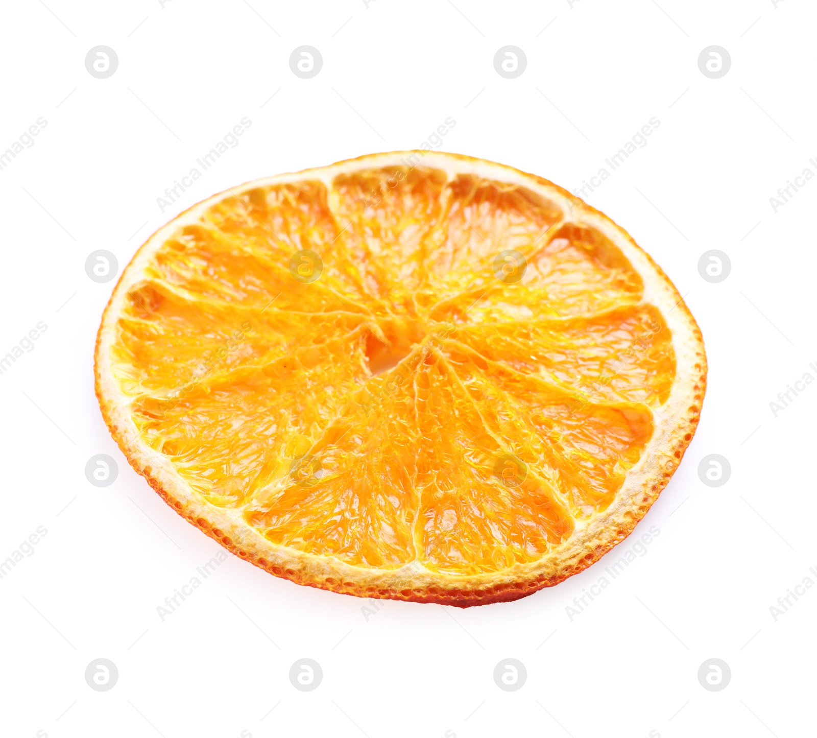Delicious dry orange slice isolated on white Photo of Delicious dry orange slice isolated on white