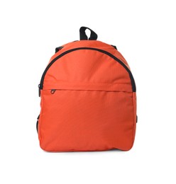 One stylish orange backpack isolated on white