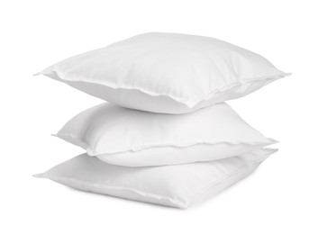 Photo of Stack of soft pillows isolated on white