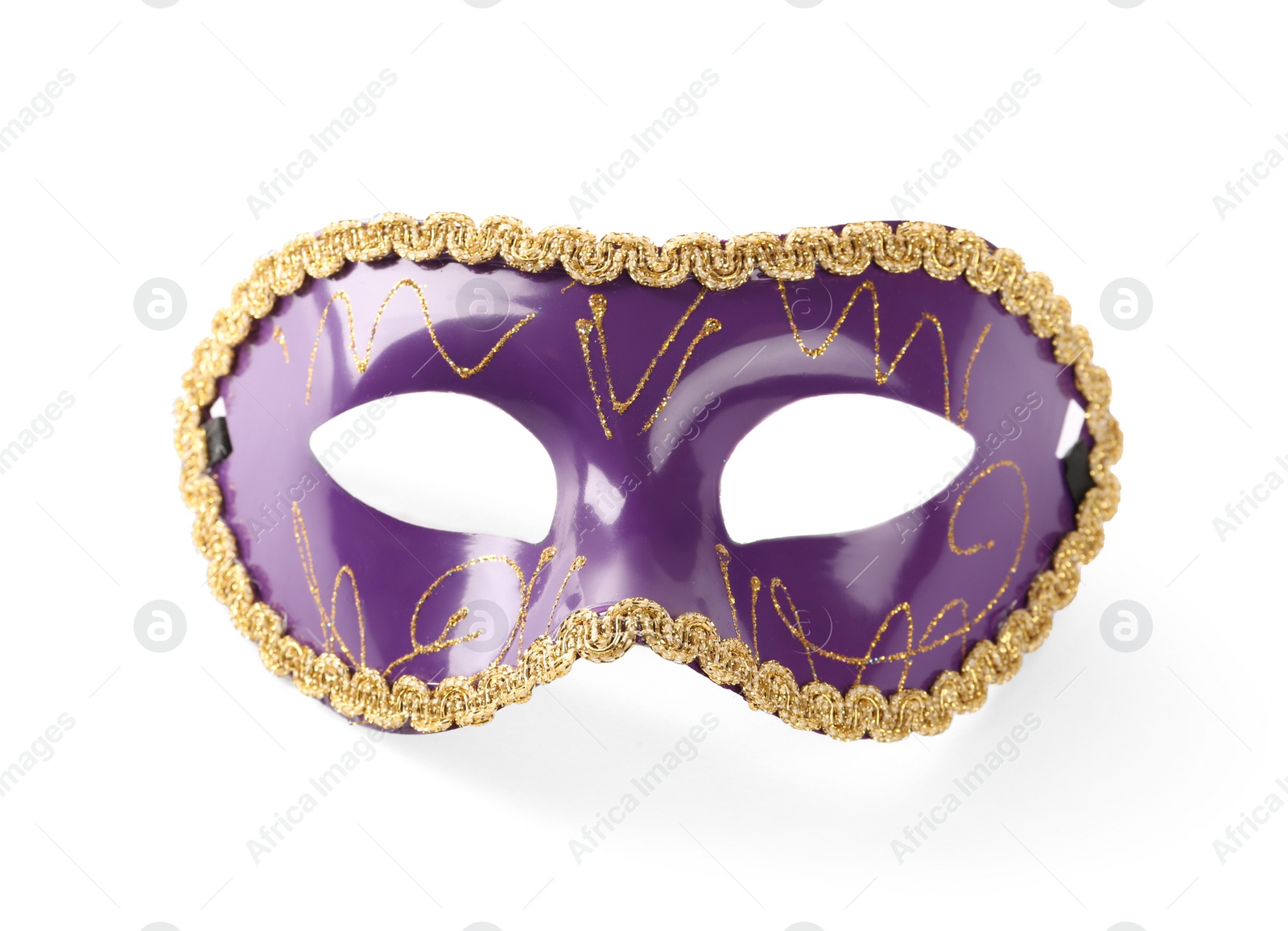 Photo of Beautiful purple carnival mask isolated on white