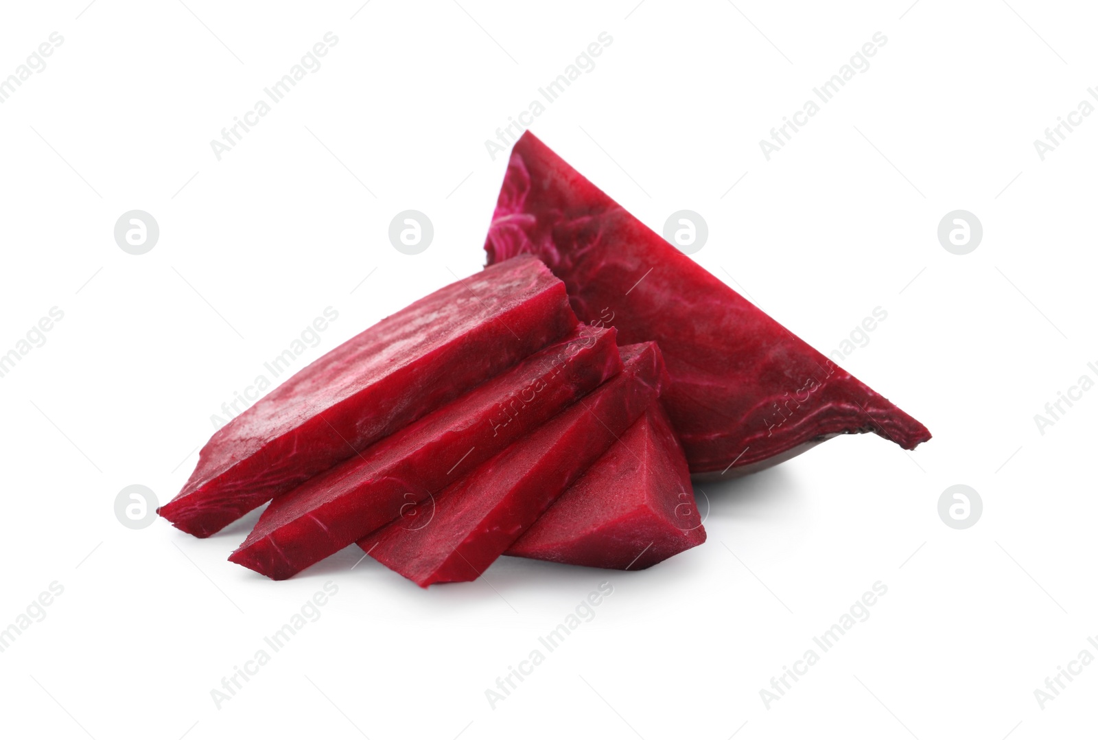 Photo of Cut fresh red beet on white background