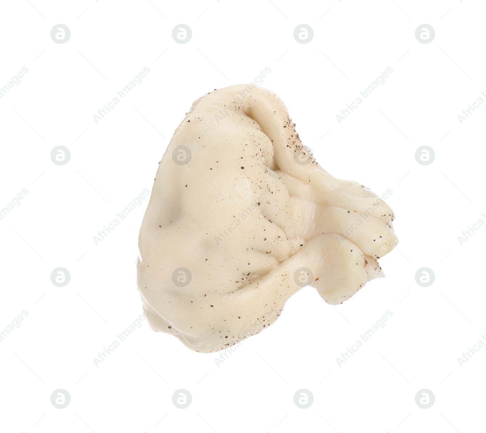 Photo of One tasty khinkali (dumpling) with spices isolated on white. Georgian cuisine