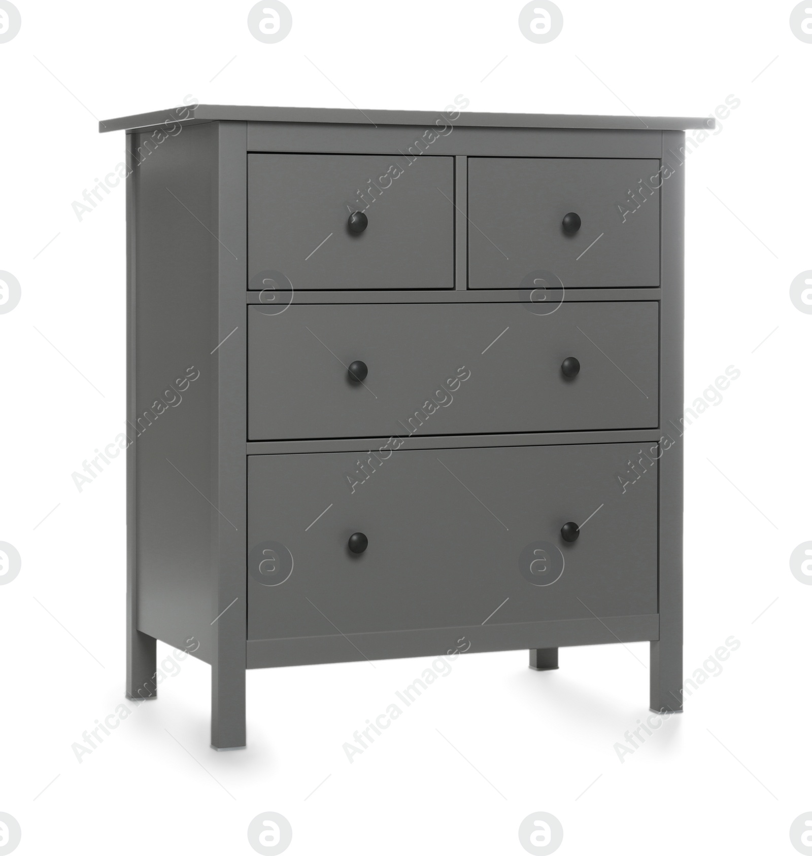 Photo of Grey chest of drawers isolated on white