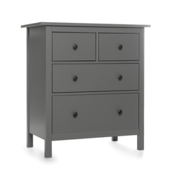 Grey chest of drawers isolated on white