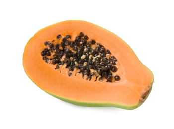 Photo of Fresh ripe papaya half isolated on white