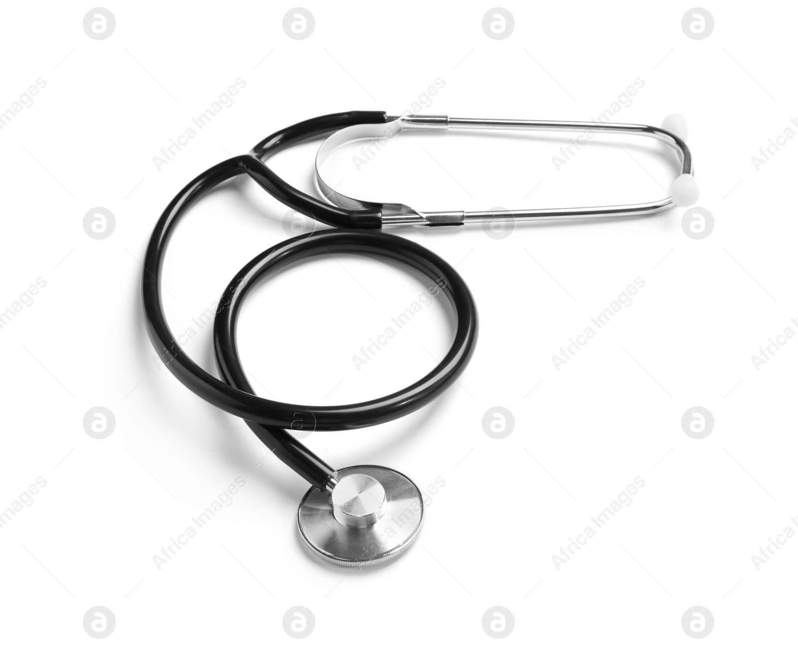 Photo of Modern stethoscope isolated on white. Medical tool