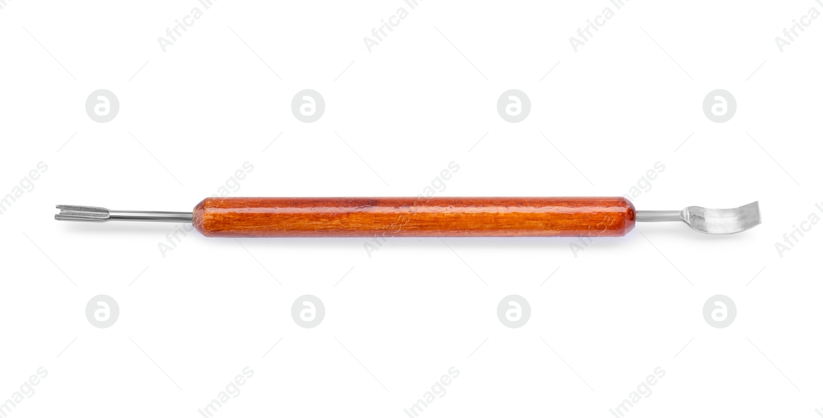 Photo of One clay crafting tool isolated on white, top view