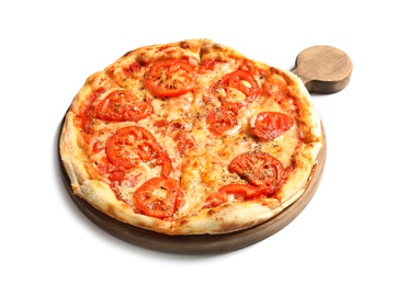 Hot cheese pizza Margherita on white background