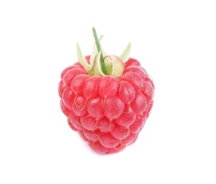 One tasty ripe raspberry isolated on white