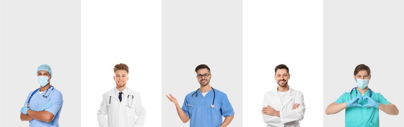 Image of Medical nurses on white background, setphotos