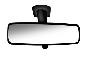 Image of Black rear view mirror on white background