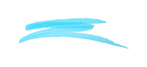 Photo of Stroke drawn with light blue marker on white background, top view