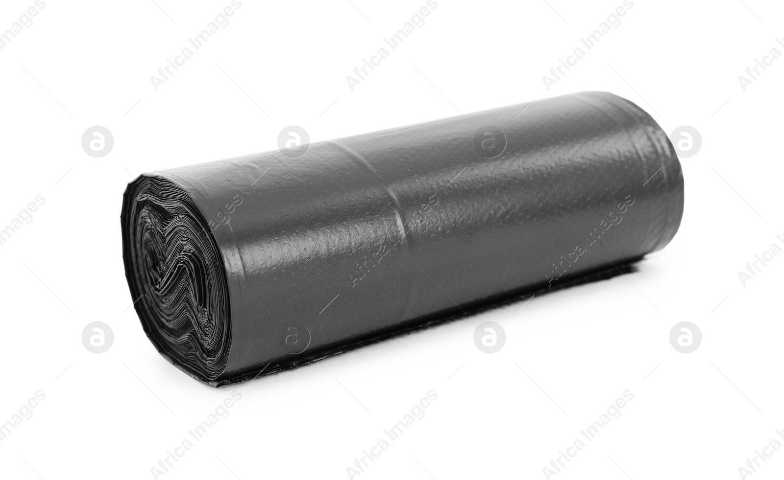 Photo of Roll of black garbage bags isolated on white