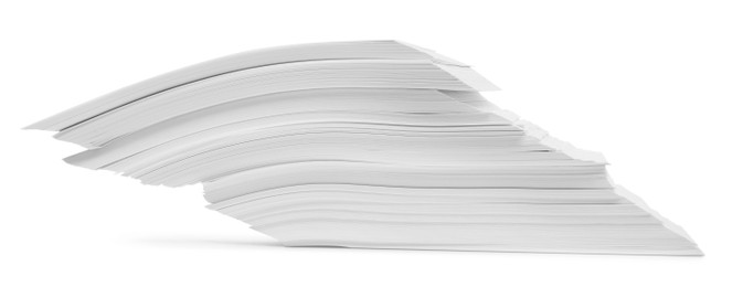 Photo of Pile of paper sheets on white background