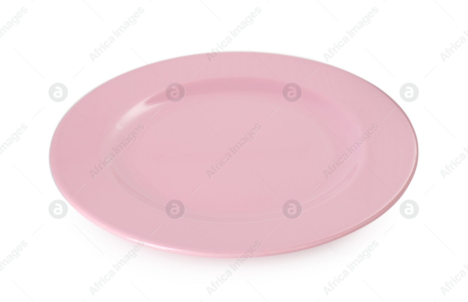 Photo of One beautiful pink plate isolated on white