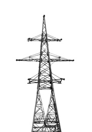 Image of High voltage tower isolated on white. Electric power transmission