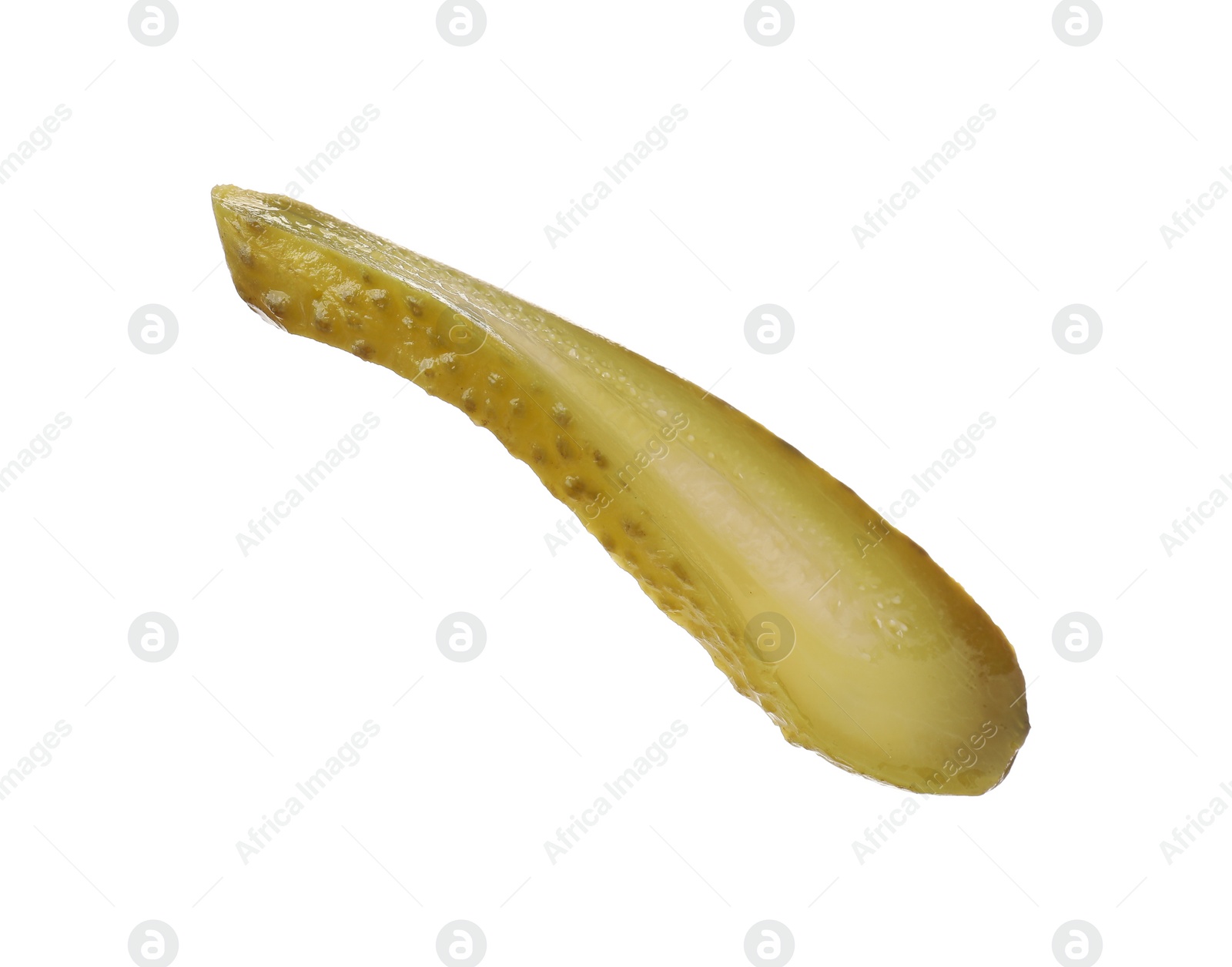 Photo of Slice of pickled cucumber isolated on white