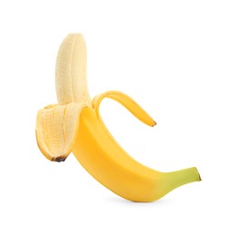 Image of Peeled delicious ripe banana isolated on white