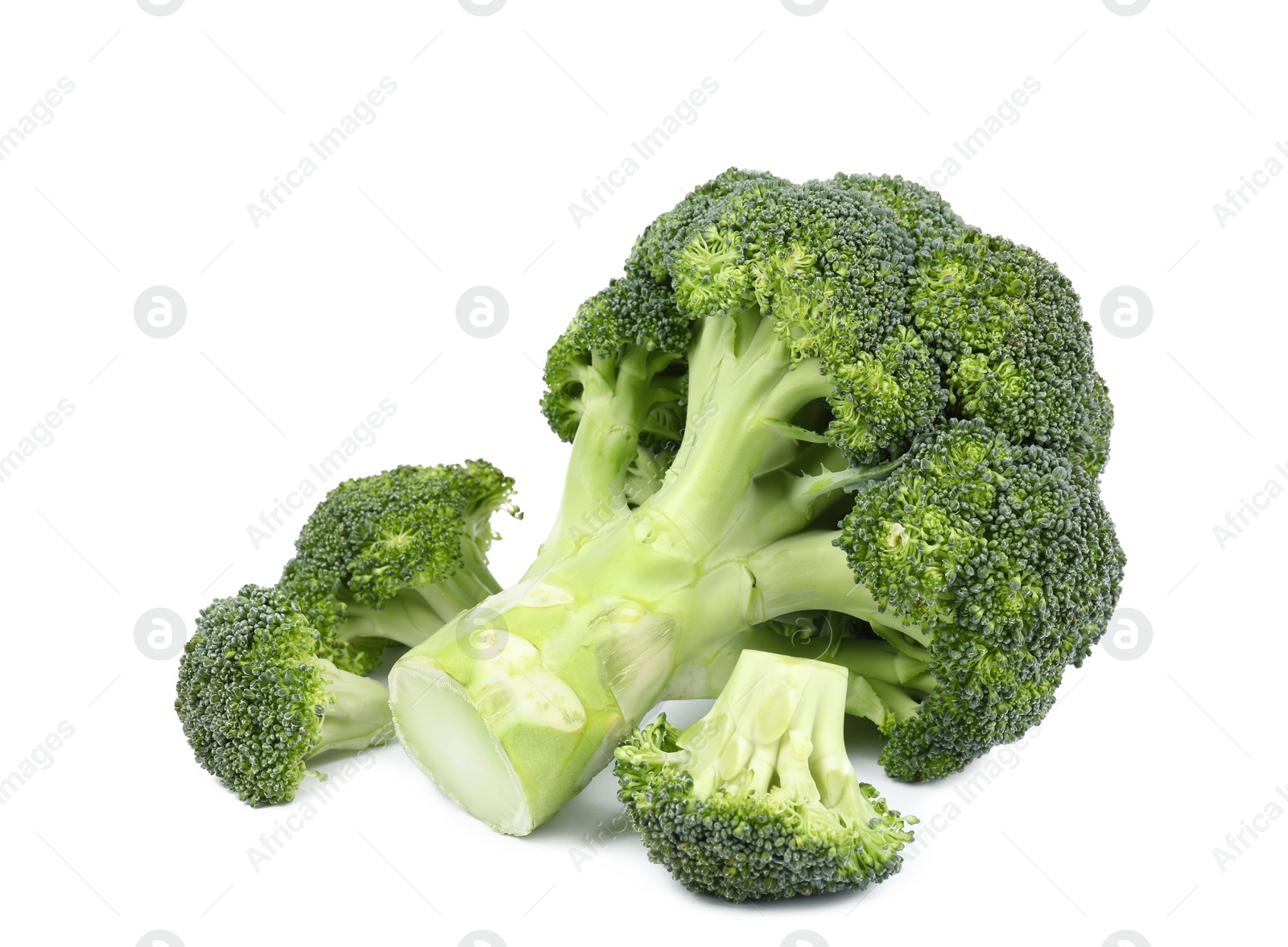 Photo of Fresh green broccoli on white background. Organic food