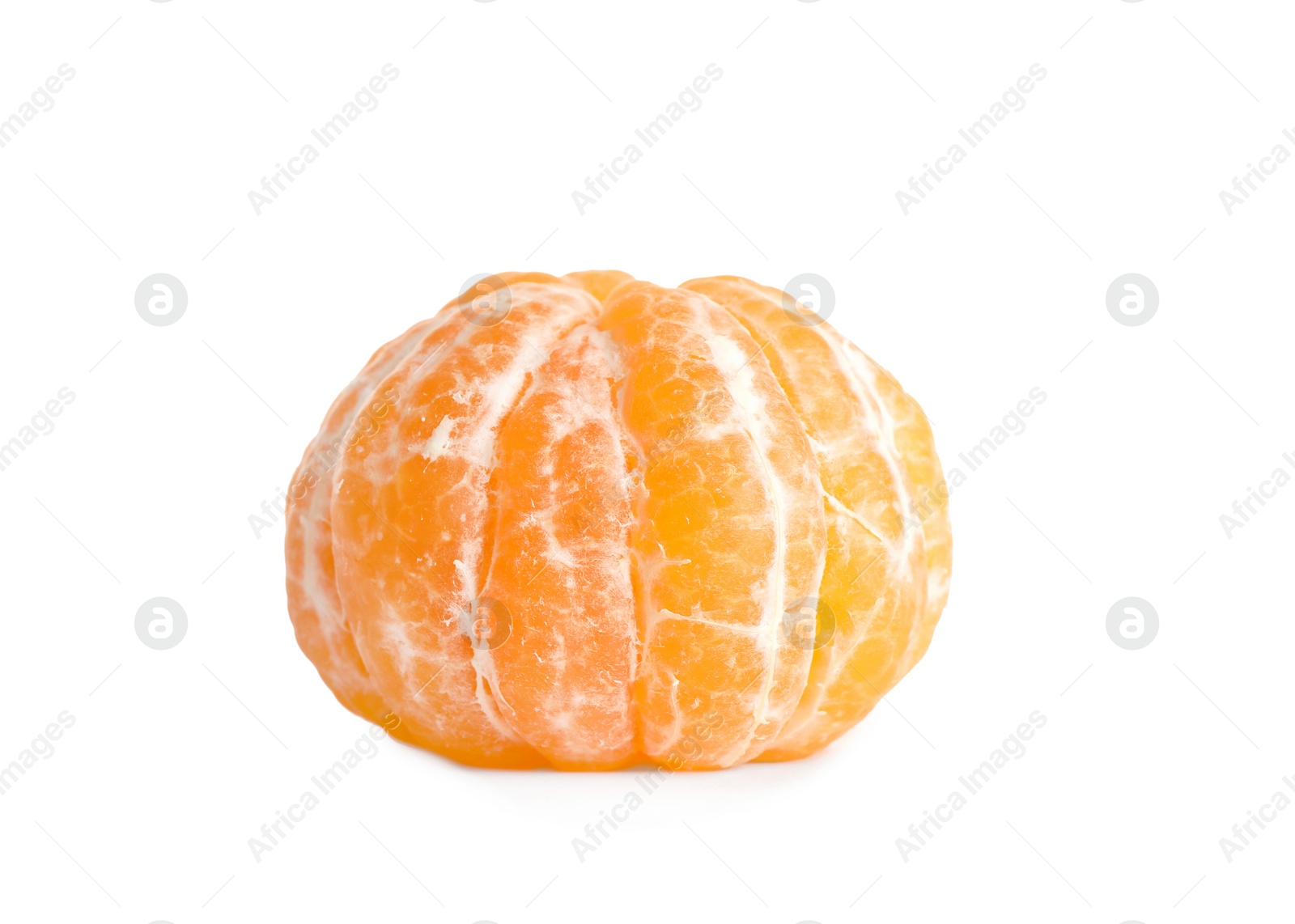 Photo of Peeled fresh juicy tangerine isolated on white