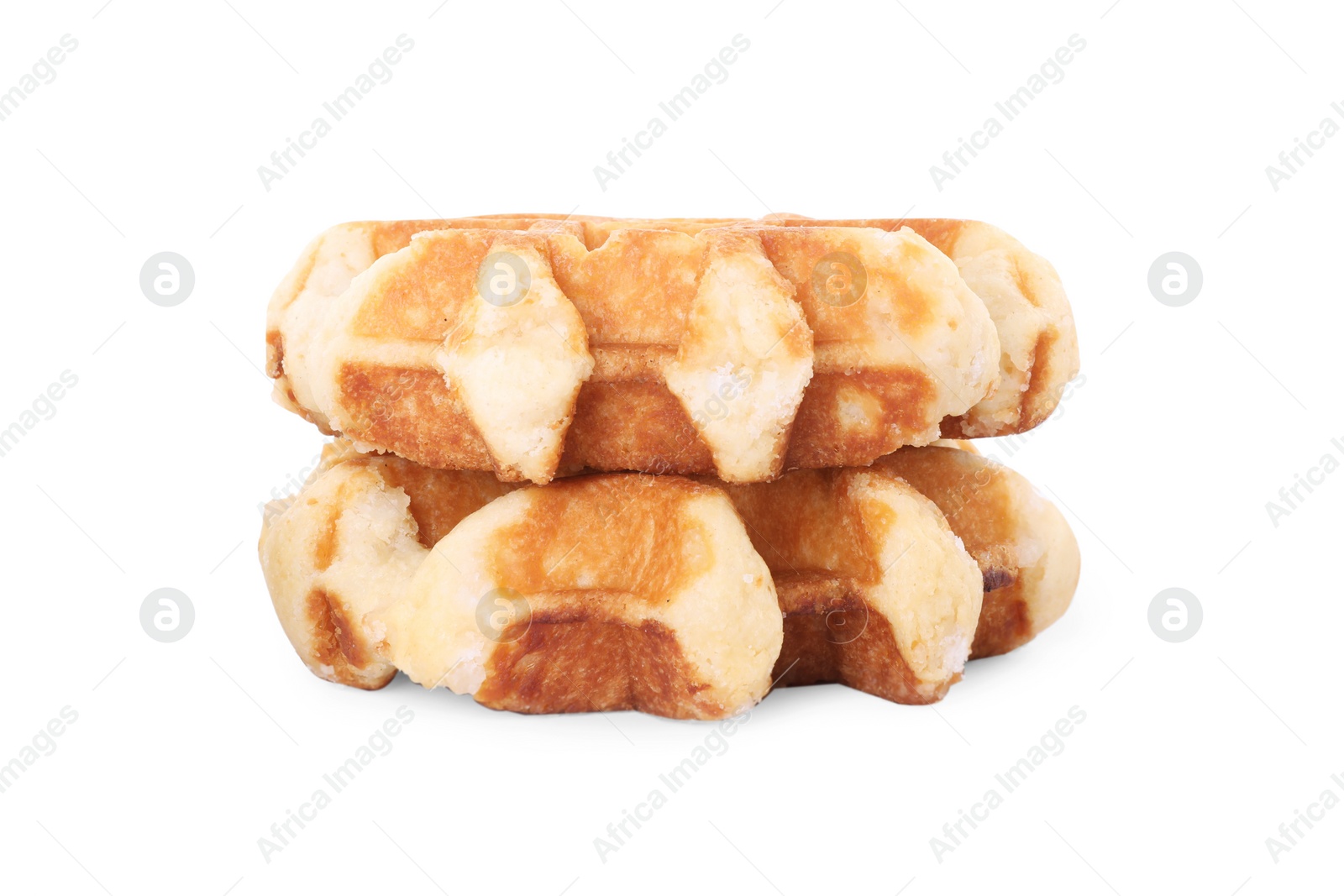 Photo of Two delicious Belgian waffles isolated on white