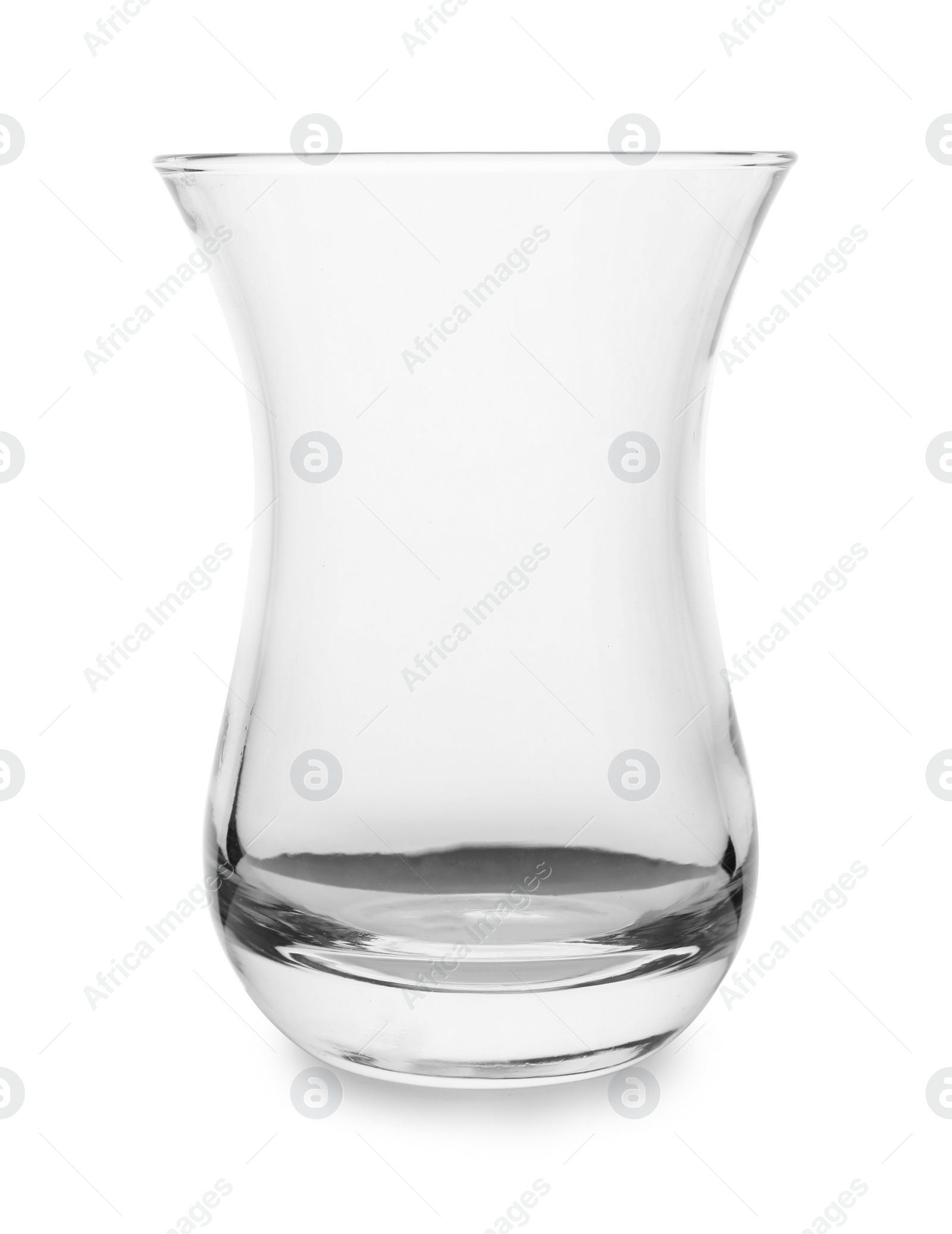 Photo of Empty glass for traditional Turkish tea on white background