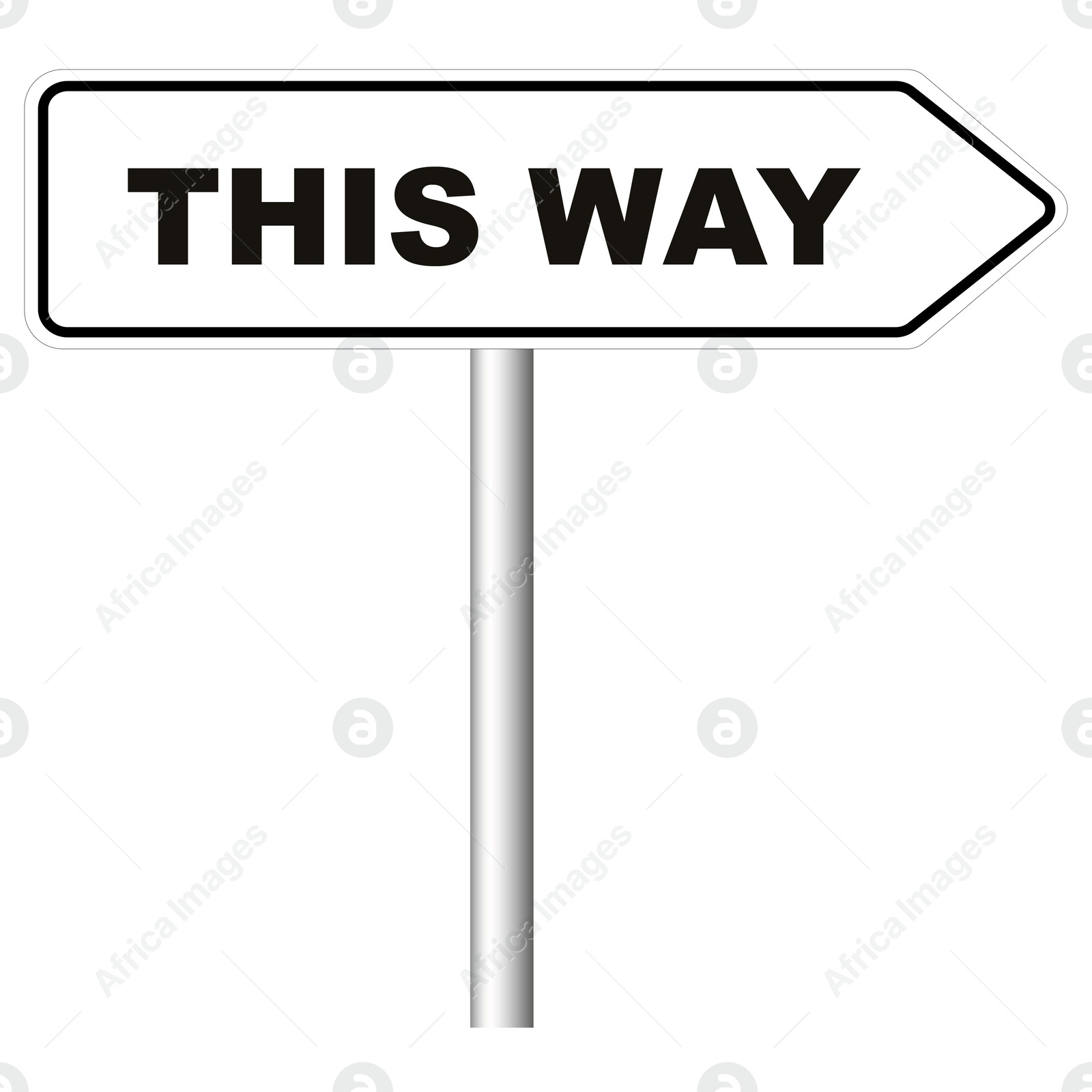 Illustration of Road sign with phrase This Way on white background