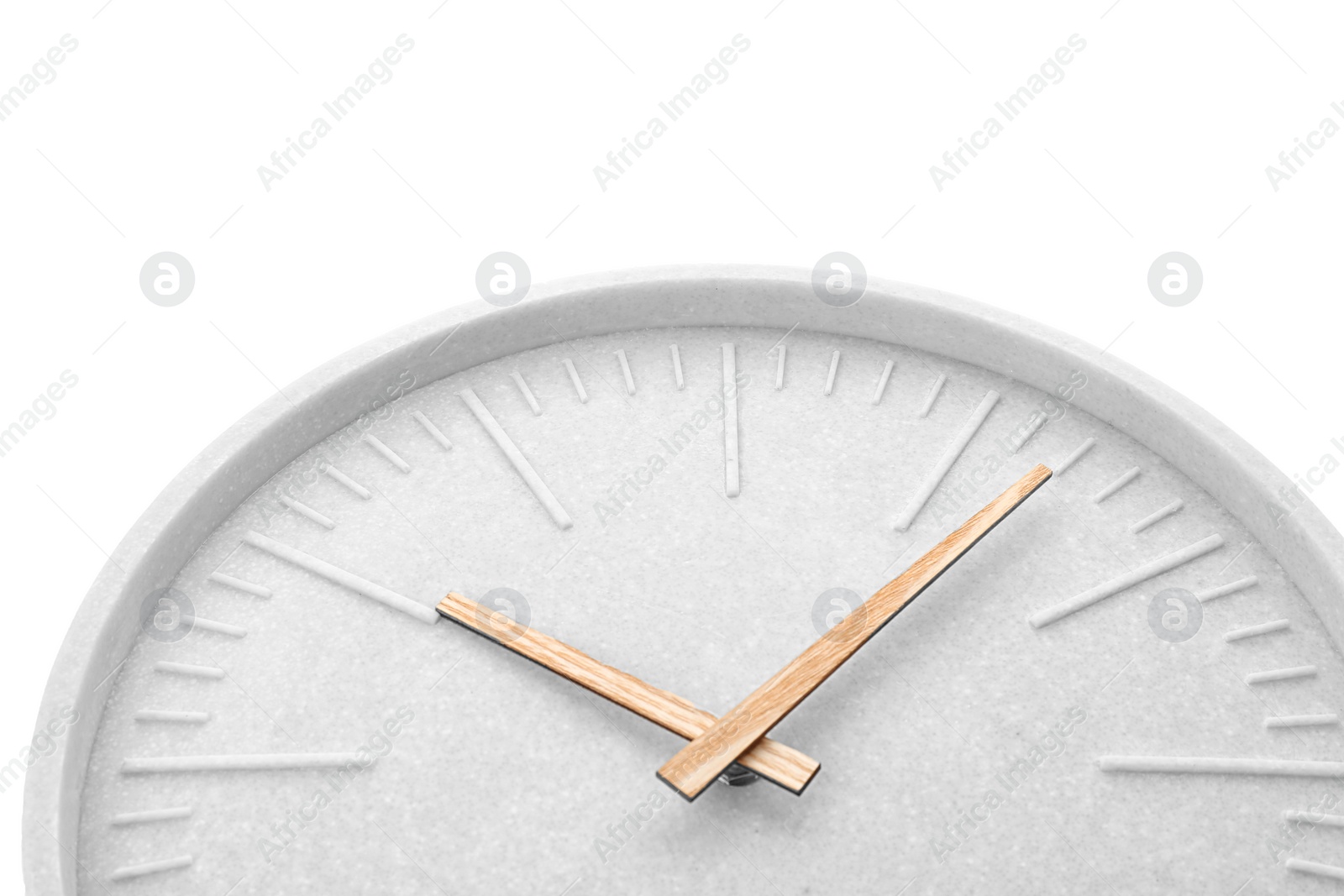 Photo of Big clock on white background. Time change concept