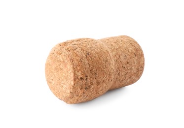 One sparkling wine cork isolated on white