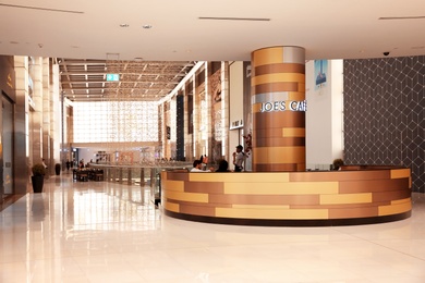 DUBAI, UNITED ARAB EMIRATES - NOVEMBER 04, 2018: Joe's cafe in luxury shopping mall interior