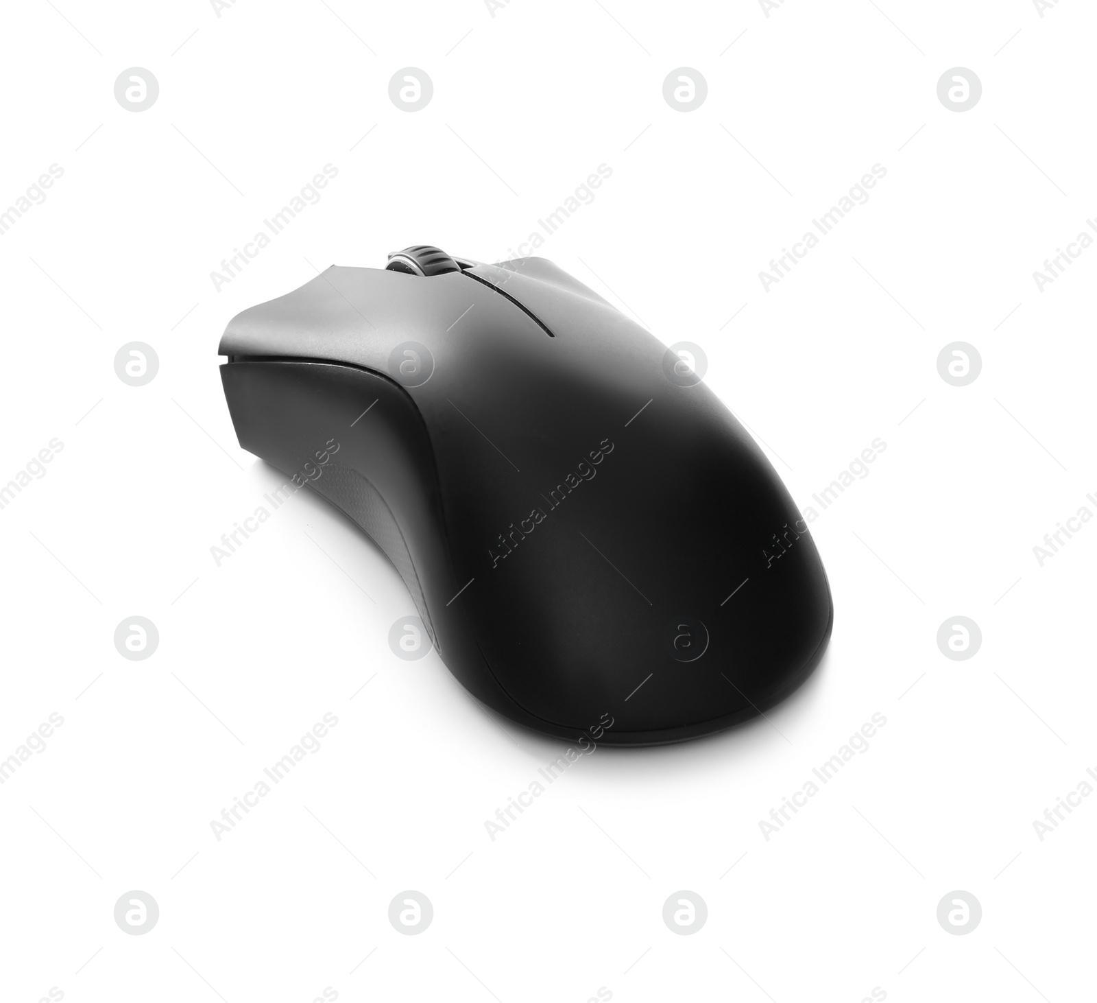 Photo of Black corded computer mouse isolated on white