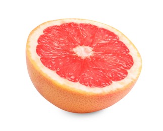 Citrus fruit. Half of fresh grapefruit isolated on white